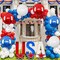 6Pcs Red Blue White Round Foil Balloons,Giant 4D Round Ball Balloons,22 Inch Metallic Black Gold Balloon for Independence Day Patriotic Party Memorial Day Birthday Decorations
